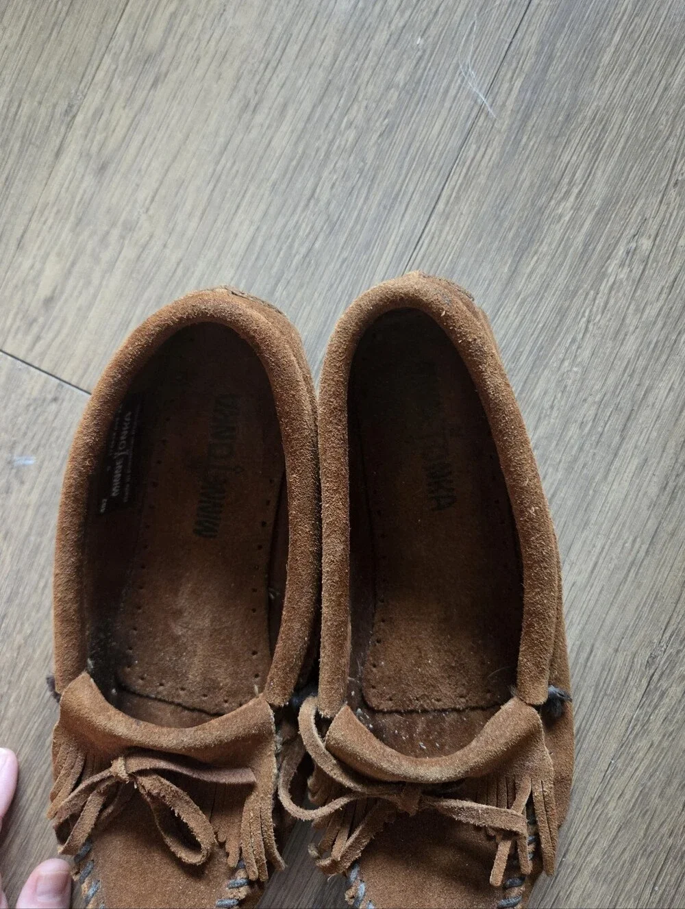 Minnetonka Kilty Suede Bow Detail Moccasins